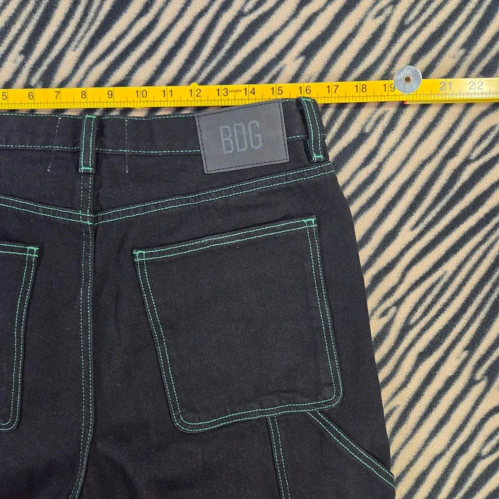 BDG Urban Outfitters Black Carpenter Jeans Green Contrast Stitch Straight 32x32